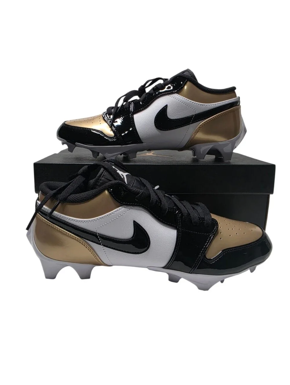 New Nike Air Jordan 1 Low TD Mens sz 10.5 Gold Black Football Cleats FJ6245 701